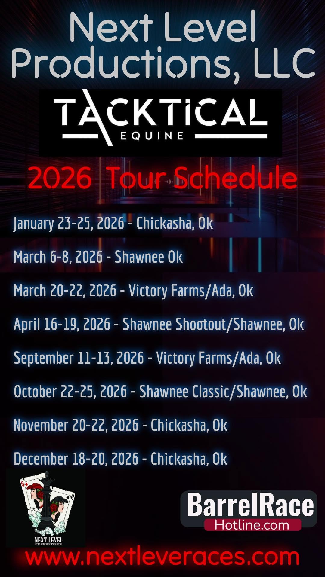 2026 Next Level Productions Tour Chickasha event flyer
