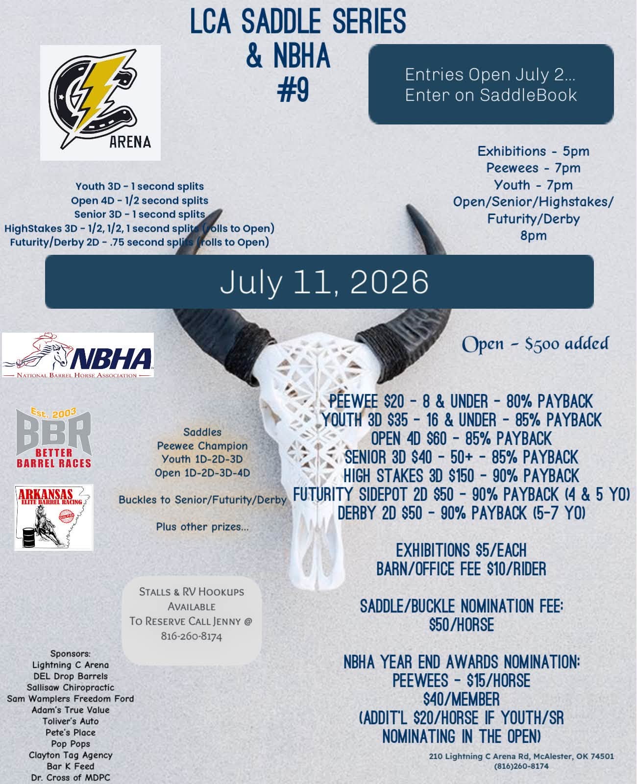 Lightning C Arena Saddle Series & NBHA OK-06 event flyer