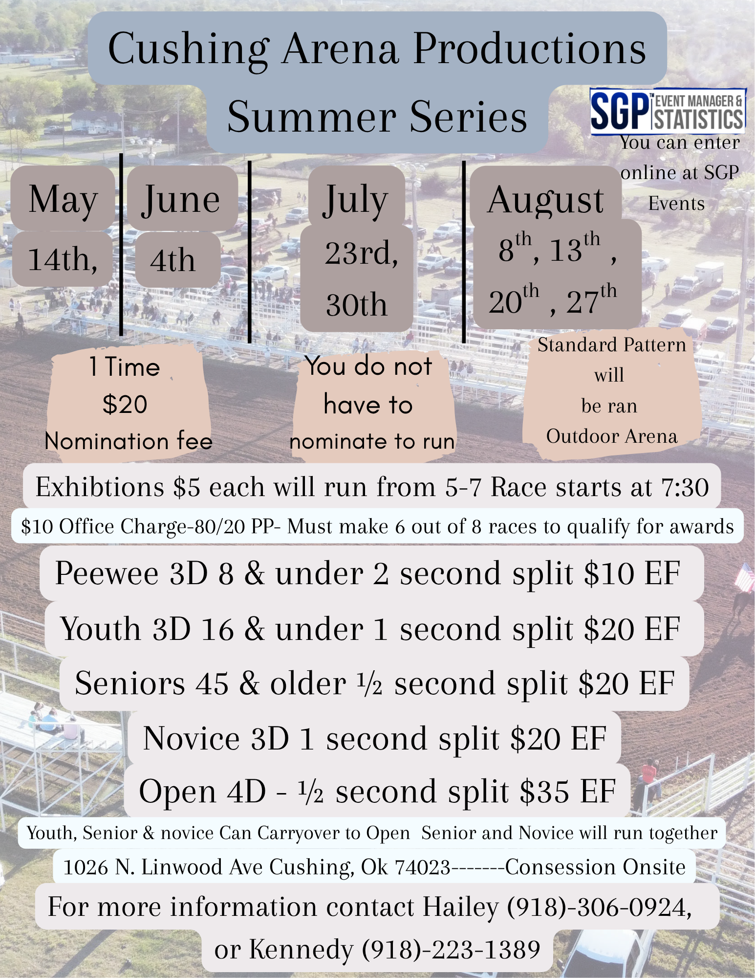 Cushing Arena Productions Summer Series event flyer