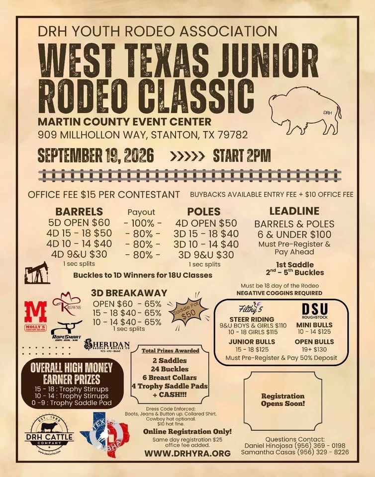 Youth Texas Junior Rodeo Classic event flyer