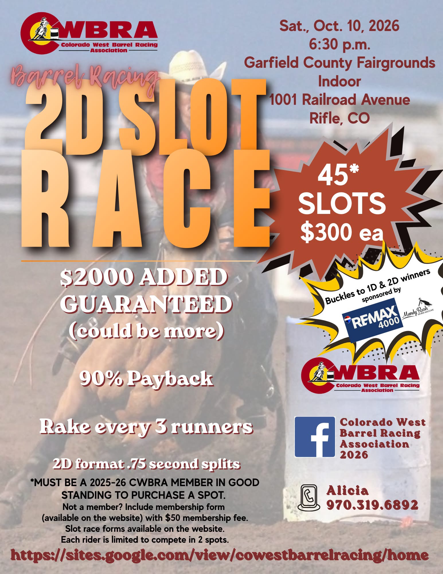 WBRA 2D SLOT RACE $2k+ Added event flyer