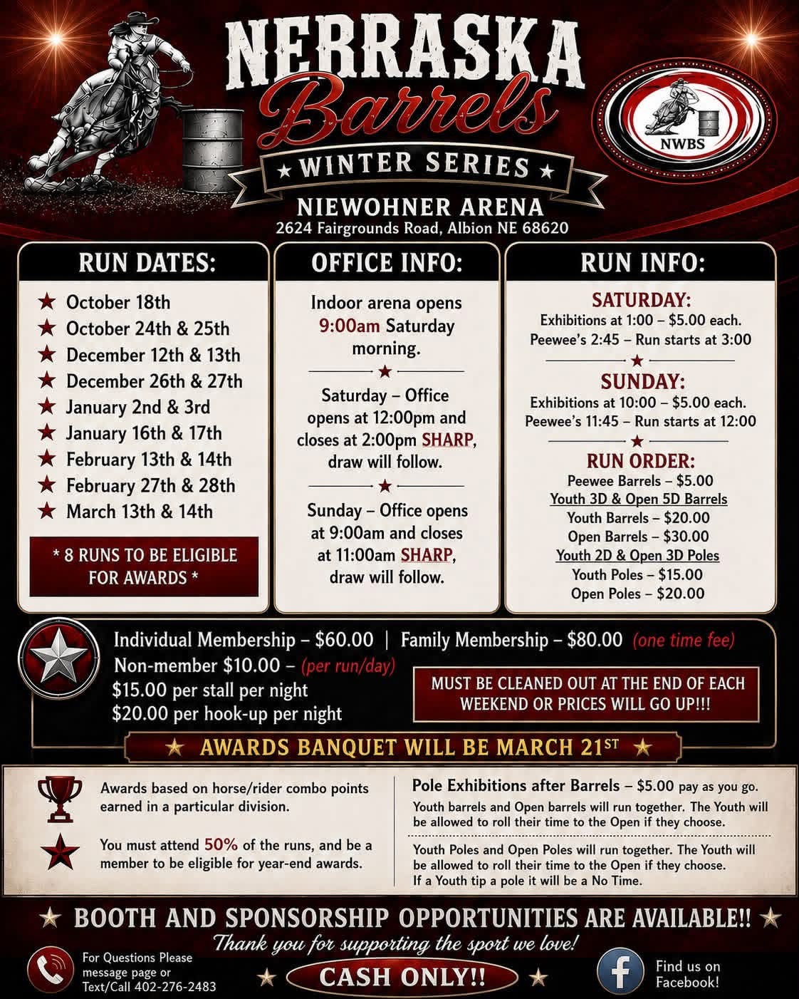 Nebraska Barrels Winter Series event flyer