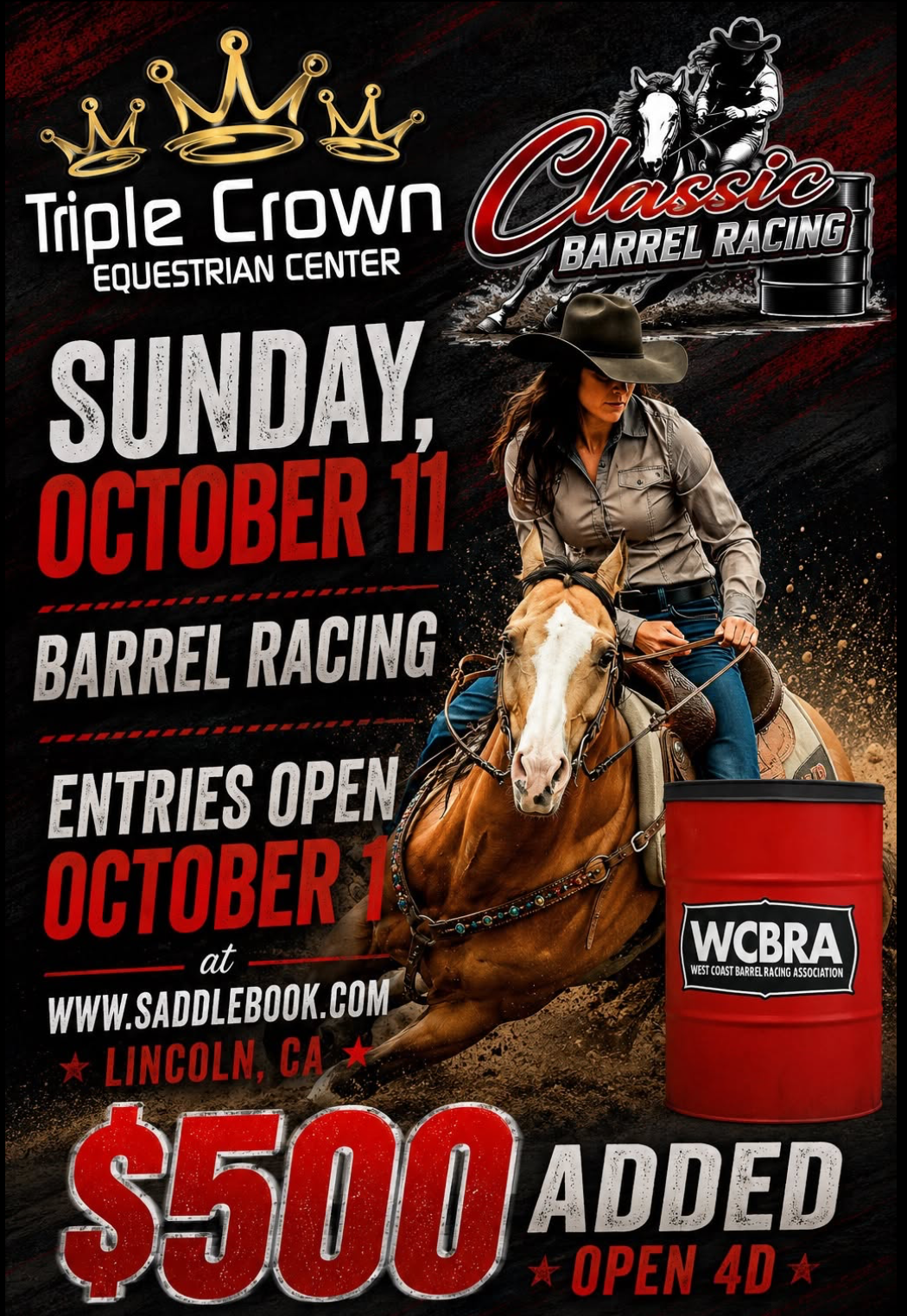 Barrel Race at Triple Crown Equestrian Center event flyer