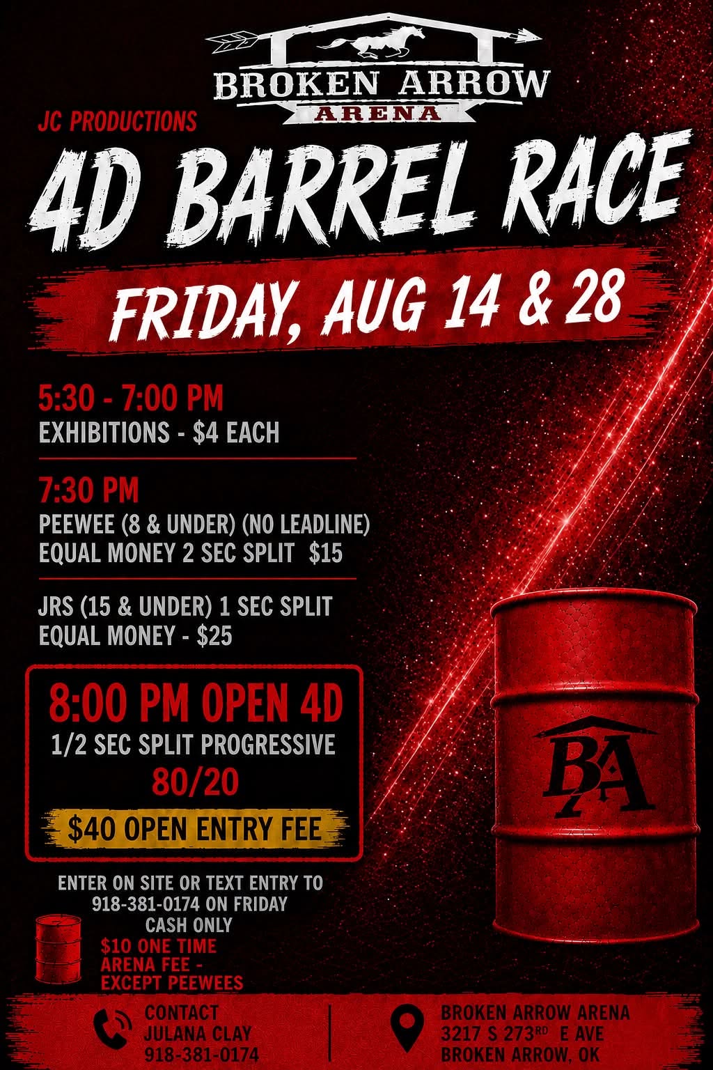 JC Productions 4D August Barrel Races event flyer