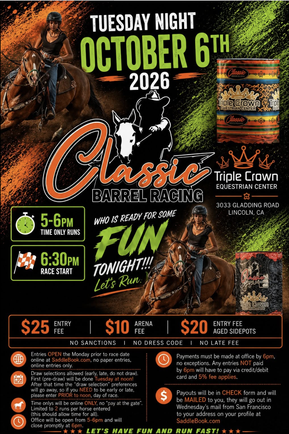 Barrel Race at Triple Crown Equestrian Center event flyer