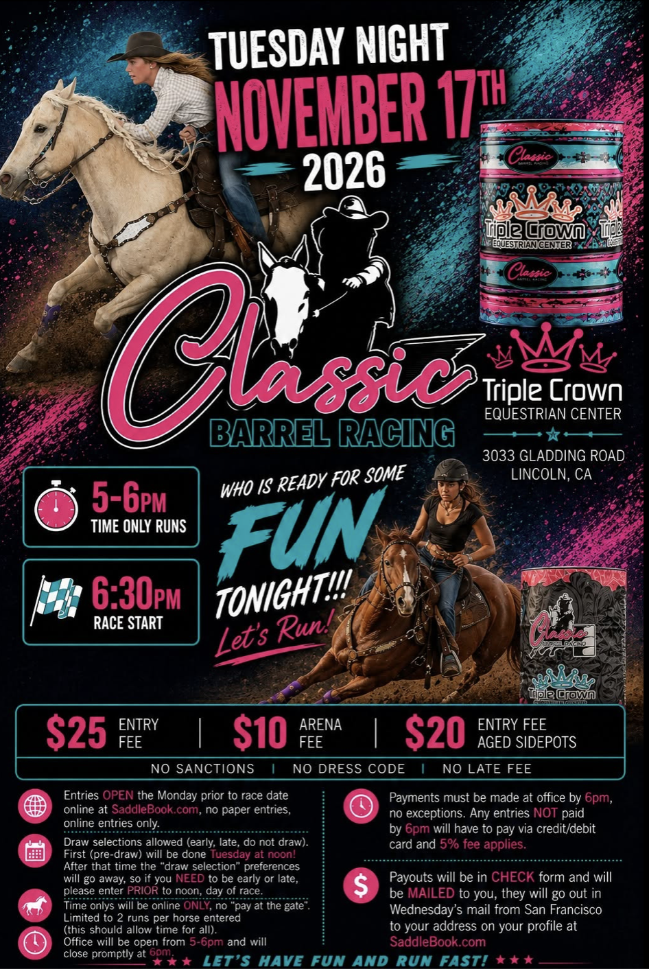 Barrel Race at Triple Crown Equestrian Center event flyer