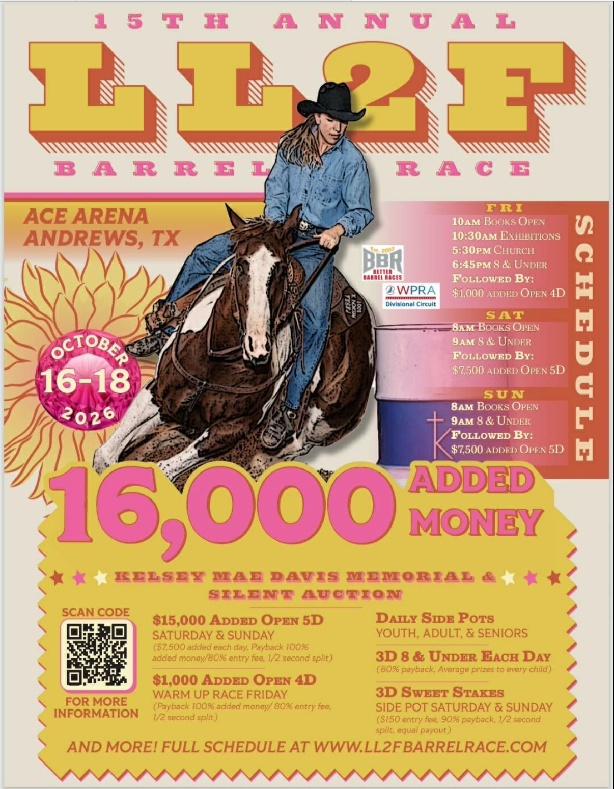 15th Annual LL2F Barrel Race event flyer