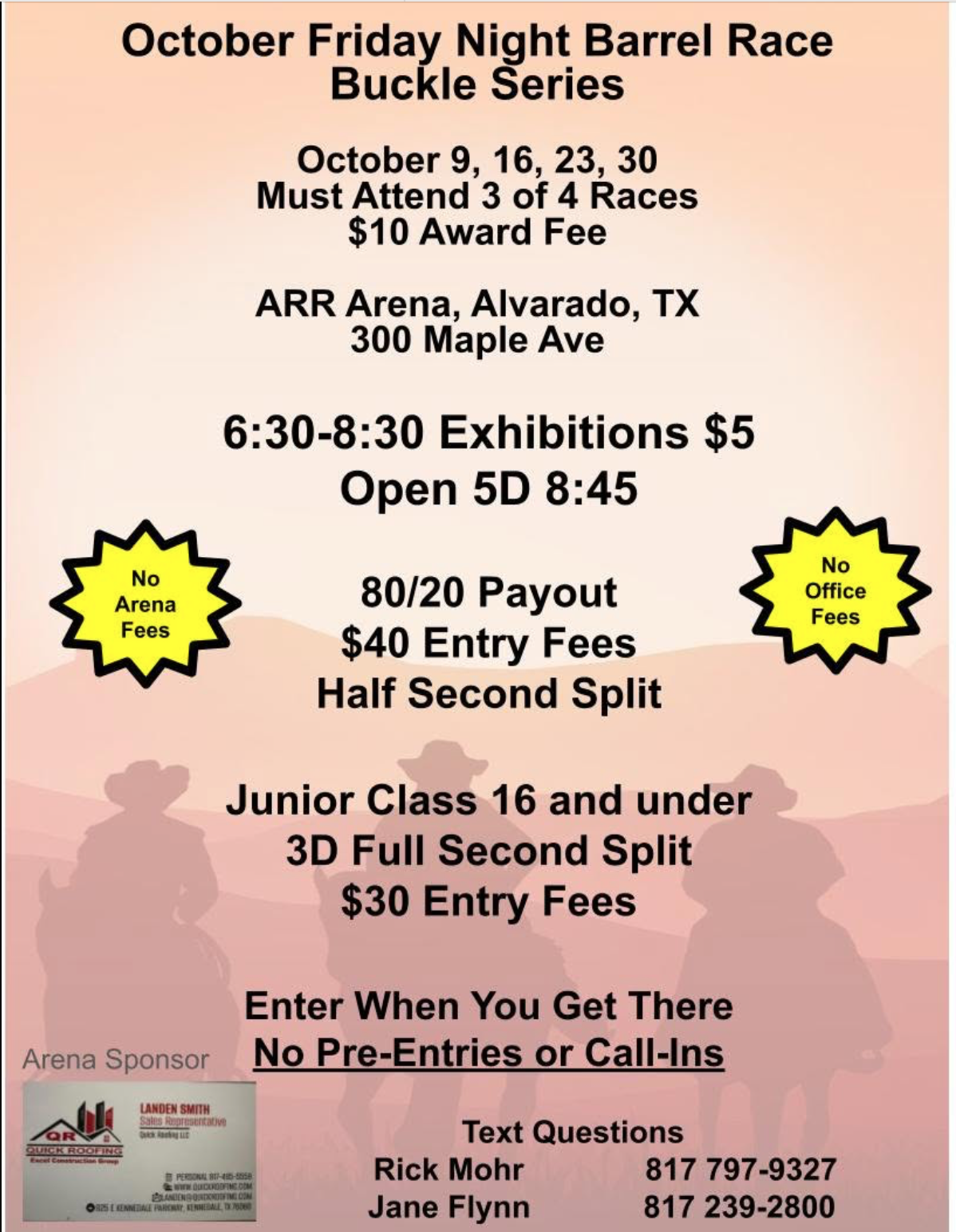 October Friday Night Barrel Race Buckle Series event flyer
