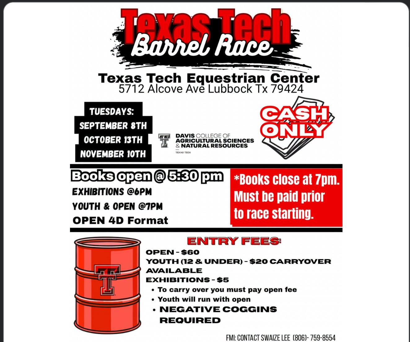 Texas Tech Barrel Race event flyer