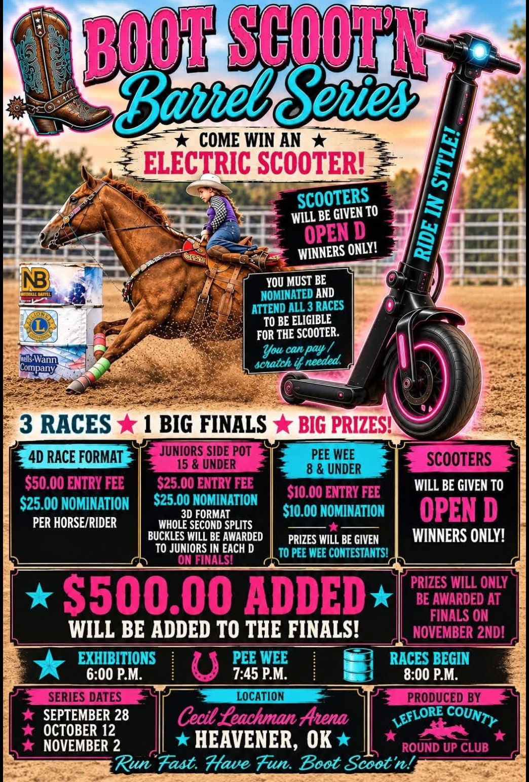 Boot Scoot’n Barrel Series event flyer